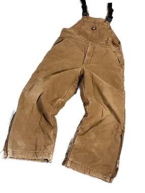 Dickies Youth Insulated Duck Bib Overalls Brown Size S(8)